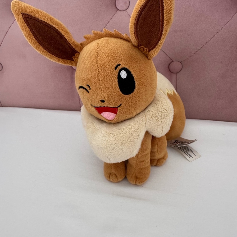 Pokemon Eevee Plush Toy - Brown & Cream Cute Winking Face